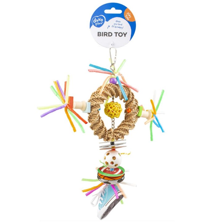 Duvo+ Zabawka dla papug Trampek z mixem elementów