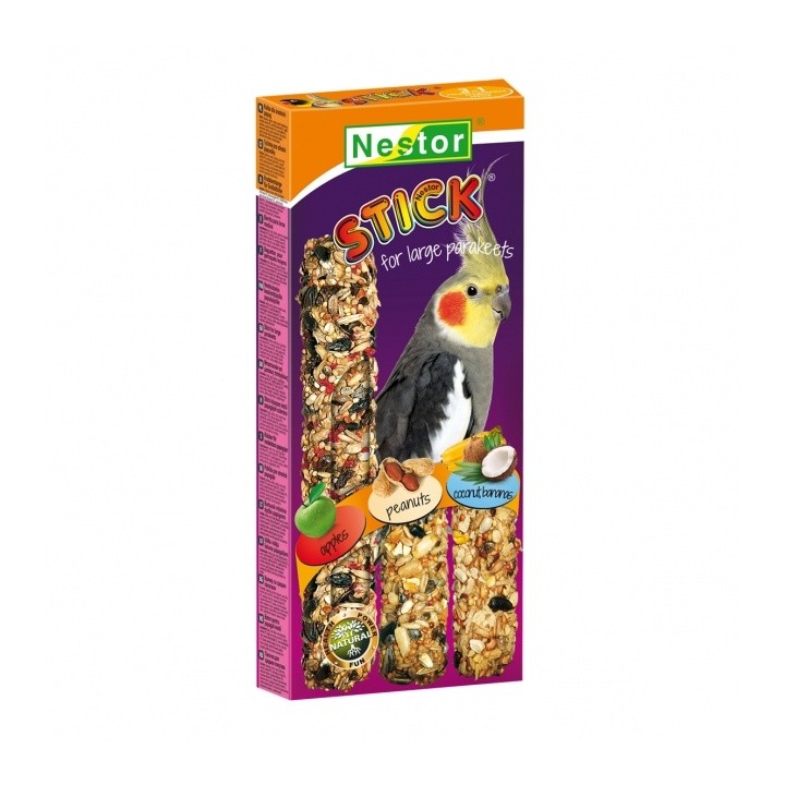 Nestor Kolby 3w1 jabłka/orzech/kokos i banan dla średnich papug 3szt