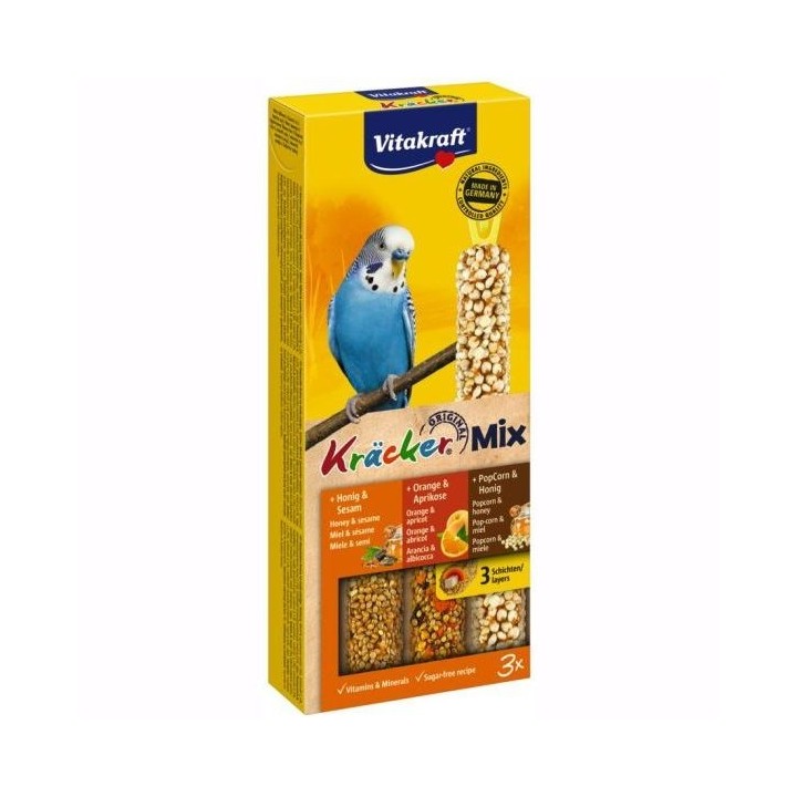 Vitakraft Kracker Miód/Sezam/Pomarańcza/Popcorn dla papużek 3szt