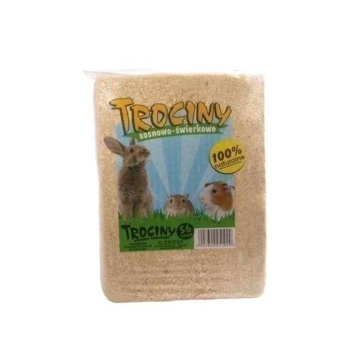 Trociny sosnowo-świerkowe 56L - naturalna ściółka dla gryzoni