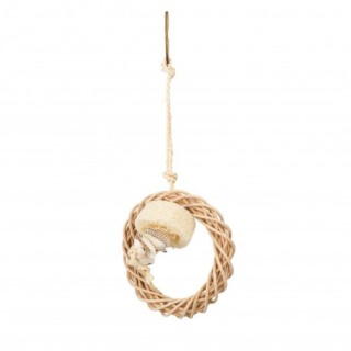 Panama Pet Zabawka dla ptaków, obręcz muszelki/rattan