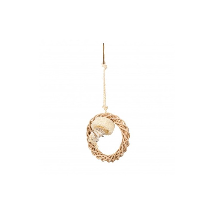 Panama Pet Zabawka dla ptaków, obręcz muszelki/rattan