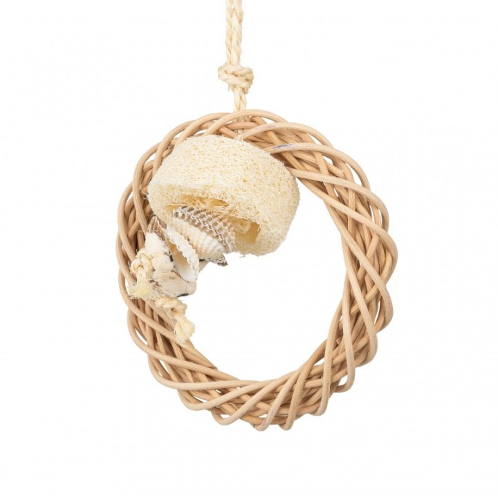 Panama Pet Zabawka dla ptaków, obręcz muszelki/rattan