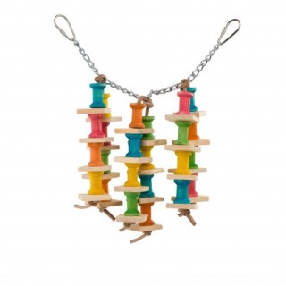 Panama Pet Zabawka dla papug, drewno/skóra