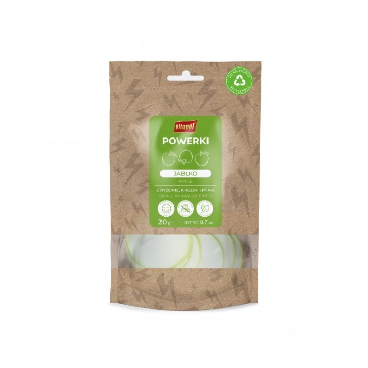 Powerki Jabłko liofilizowane 20g Przysmak dla papug / gryzoni / królików