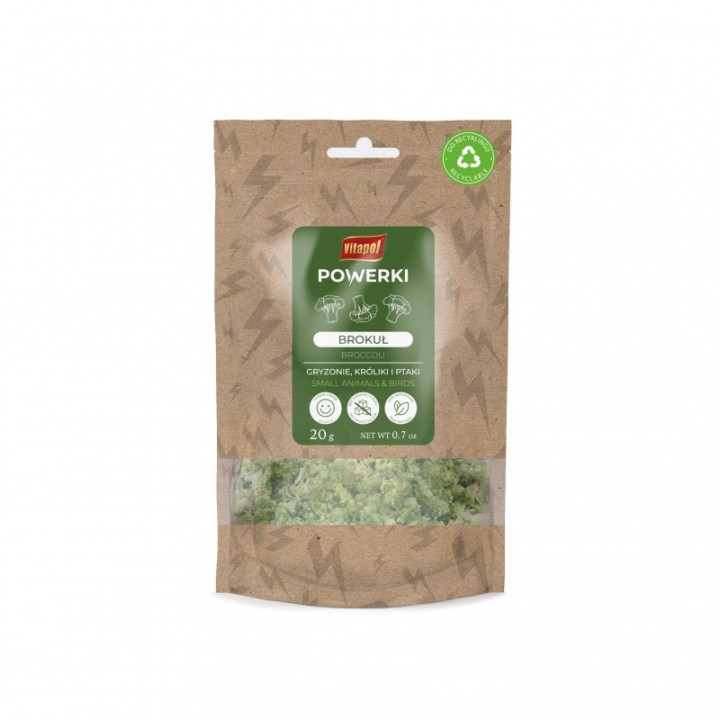 Powerki Brokuł liofilizowany 20g Przysmak dla papug / gryzoni / królików