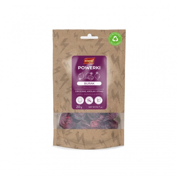 Powerki Burak liofilizowany 20g Przysmak dla papug / gryzoni / królików