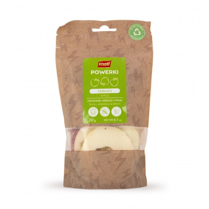 Powerki Jabłko liofilizowane 20g Przysmak dla papug / gryzoni / królików