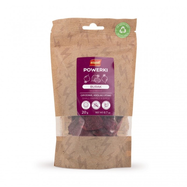 Powerki Burak liofilizowany 20g Przysmak dla papug / gryzoni / królików